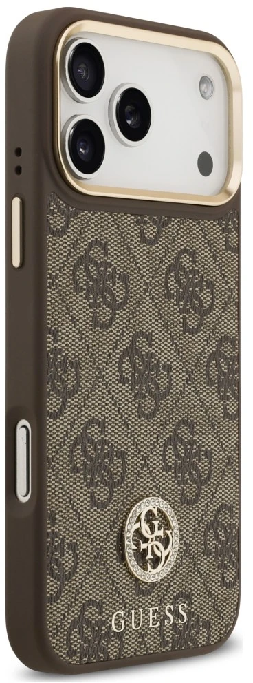 Dėklas Guess 4G Strass Logo MagSafe, skirtas iPhone 18 Pro Max / 17 Pro Max, rudas