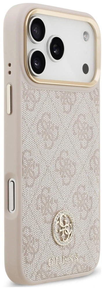 Dėklas Guess 4G Strass Logo MagSafe, skirtas iPhone 18 Pro Max / 17 Pro Max, rožinis