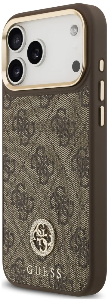 Dėklas Guess 4G Strass Logo MagSafe, skirtas iPhone 18 Pro Max / 17 Pro Max, rudas