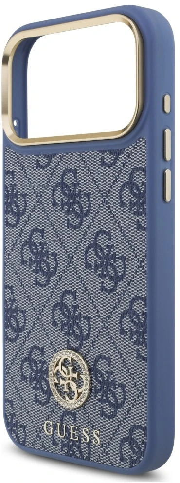 Dėklas Guess 4G Strass Logo MagSafe, skirtas iPhone 18 Pro Max / 17 Pro Max, mėlynas