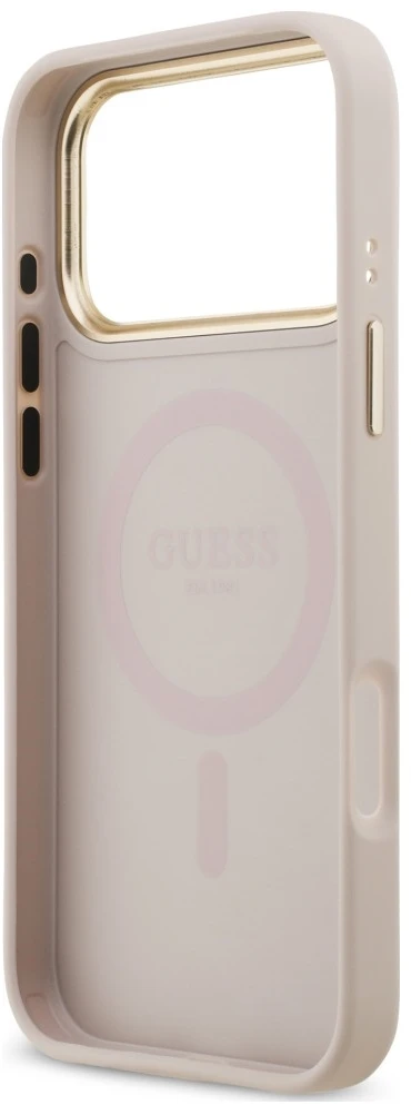 Dėklas Guess 4G Strass Logo MagSafe, skirtas iPhone 18 Pro Max / 17 Pro Max, rožinis
