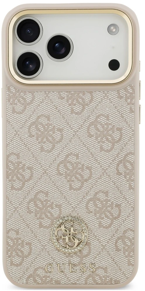 Dėklas Guess 4G Strass Logo MagSafe, skirtas iPhone 18 Pro Max / 17 Pro Max, rožinis