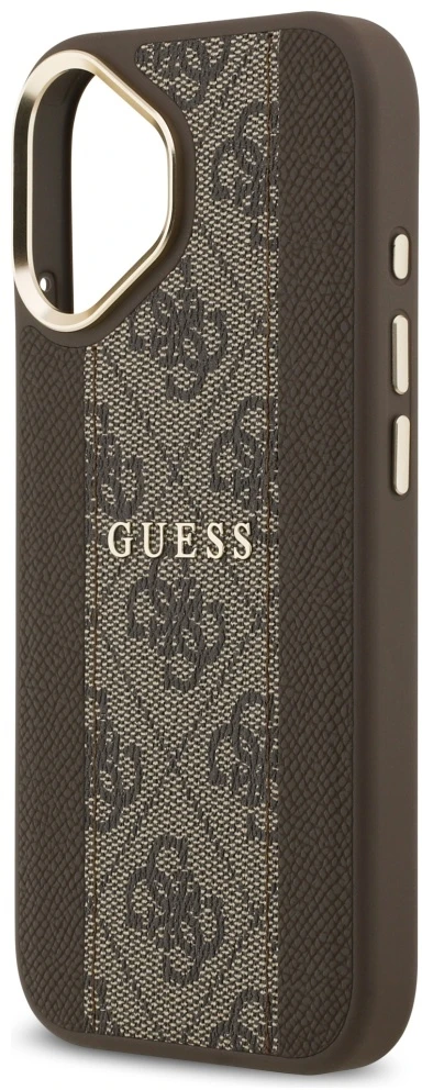 GUESS dėklas, skirtas IPHONE 17, suderinamas su MagSafe GUHMP17SPG4SEMCW (PU su 4G juostele), ruda