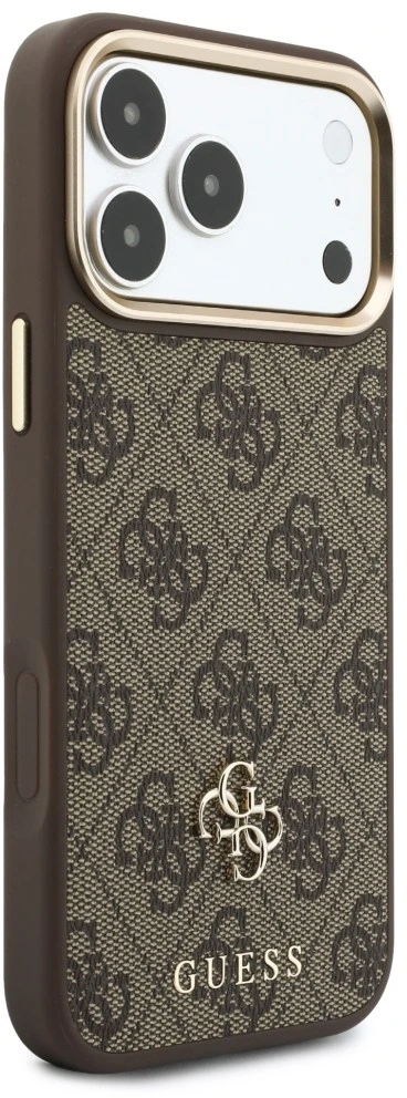 Dėklas Guess 4G su pinigine ir dirželiu Magsafe, skirtas iPhone 18 Pro Max / 17 Pro Max, rudas