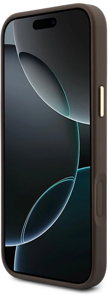 Dėklas Guess 4G su pinigine Magsafe, skirtas iPhone 18 Pro Max / 17 Pro Max, rudas