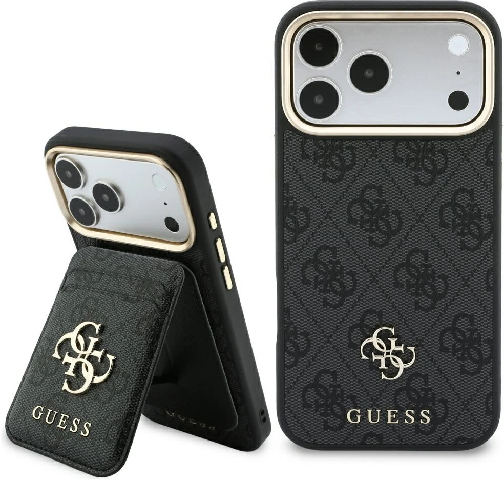 Dėklas Guess 4G su pinigine Magsafe, skirtas iPhone 18 Pro Max / 17 Pro Max, juodas