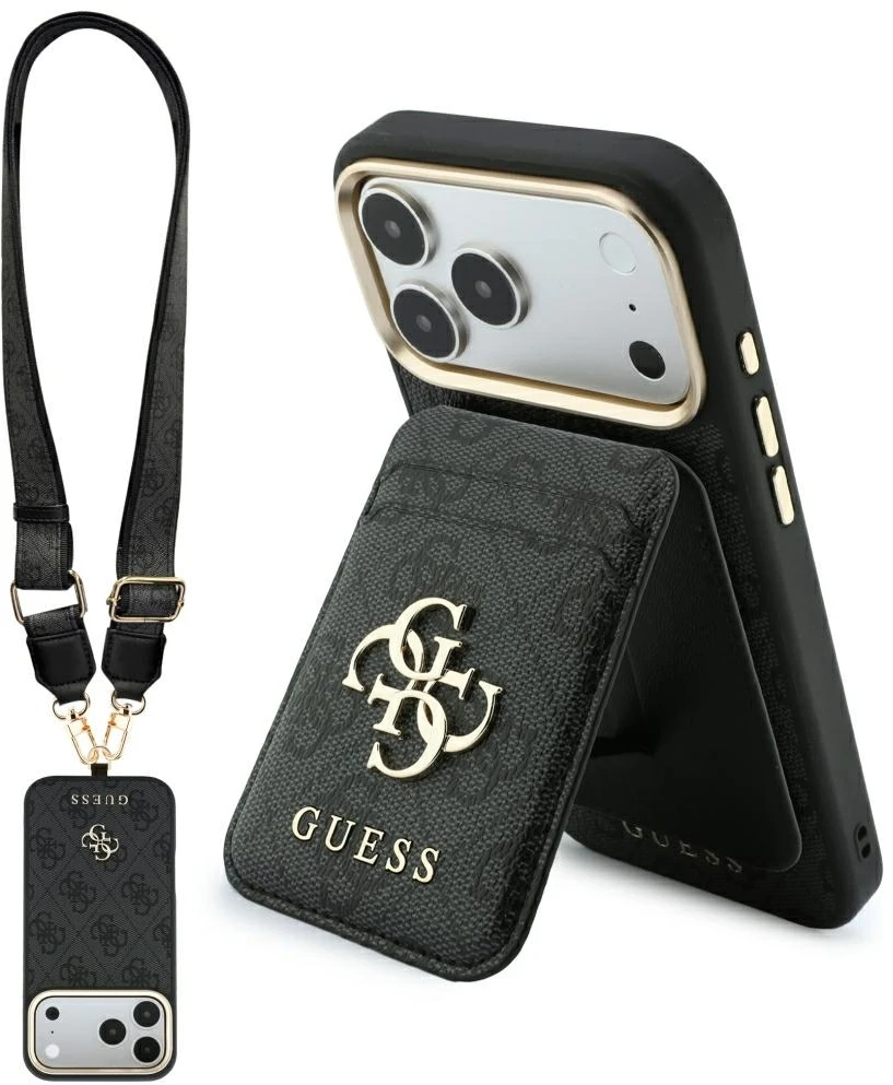 Dėklas Guess 4G su pinigine Magsafe, skirtas iPhone 18 Pro / 17 Pro, rudas