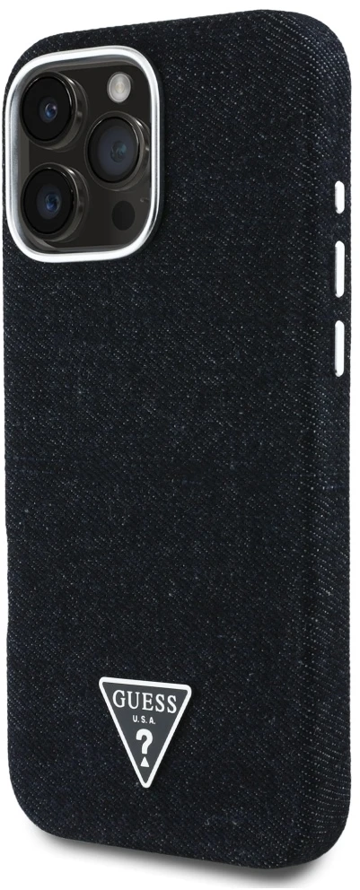 Dėklas Guess Denim Triangle Logo MagSafe iPhone 16 Pro Max Case - Juodas
