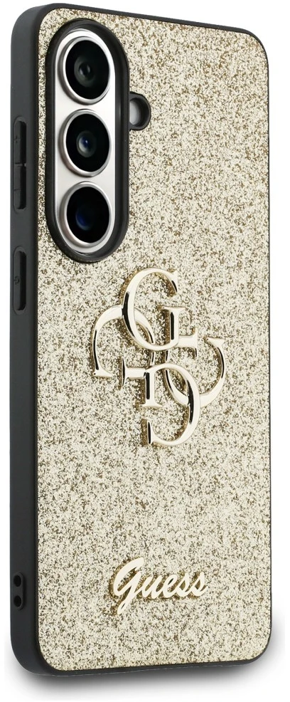 Dėklas Guess Fixed Glitter Big 4G Metal Logo Samsung Galaxy S26 auksinis