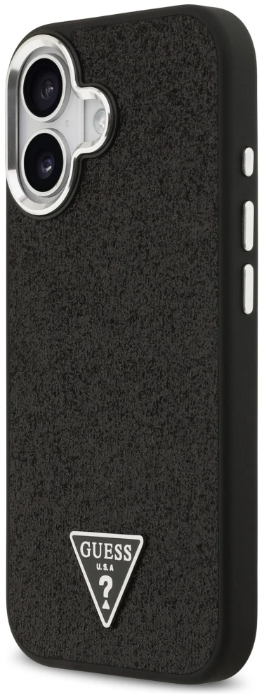 „Guess“ blizgantis trikampio formos logotipo „MagSafe“ dėklas, skirtas „iPhone 17“ – Juodas
