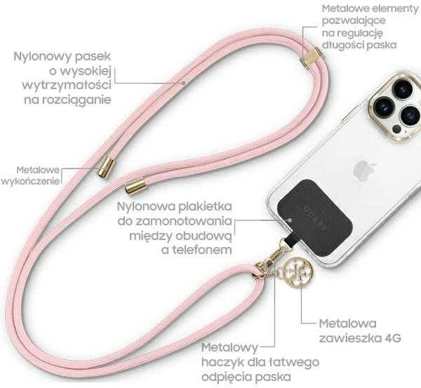 Dėklas Guess GUUCNMG4EP Universal CBDY virvelė telefonui rožinės spalvos