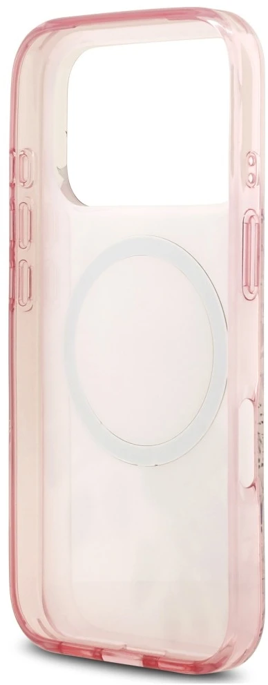 Dėklas Guess IML Flower & Tonal Circle MagSafe, skirtas iPhone 18 Pro Max / 17 Pro Max, rožinis