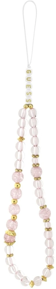 Dėklas Guess IML Flowers Pearl Strap MagSafe, skirtas iPhone 18 Pro / 17 Pro, rožinis