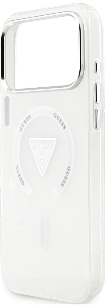 Dėklas Guess IML Gradient Triangle Logo MagSafe, skirtas iPhone 18 Pro Max / 17 Pro Max, skaidrus