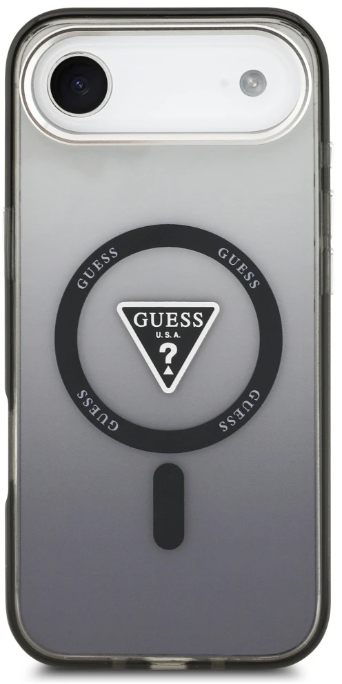 GUESS dėklas, skirtas IPHONE 17 Air, suderinamas su MagSafe GUHMP17MHGTMLCGK (IML gradientas su trikampio logotipu), juodas