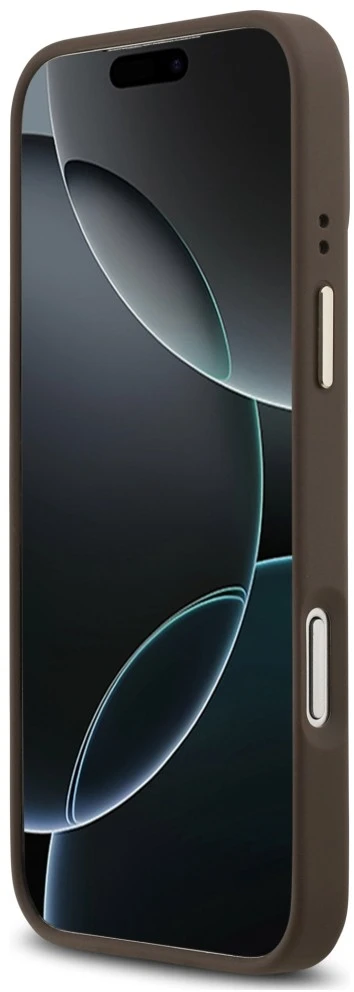 Dėklas Guess Peony Hot Stamp MagSafe, skirtas iPhone 18 Pro Max / 17 Pro Max, rudas