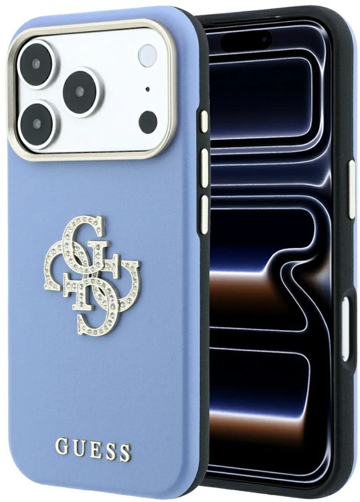 Dėklas Guess Smooth & Big Strass Logo, skirtas iPhone 18 Pro Max / 17 Pro Max, mėlynas