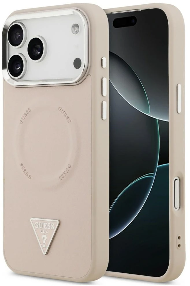 Dėklas Guess Triangle Logo MagSafe, skirtas iPhone 18 Pro Max / 17 Pro Max, rožinis