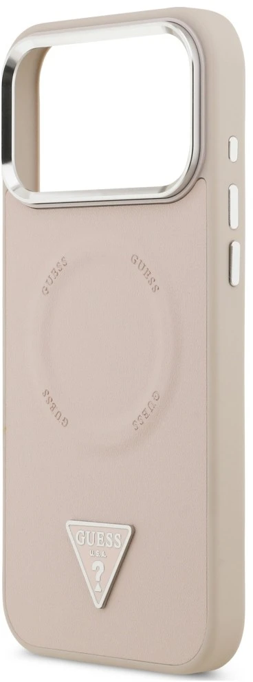 Dėklas Guess Triangle Logo MagSafe, skirtas iPhone 18 Pro Max / 17 Pro Max, rožinis