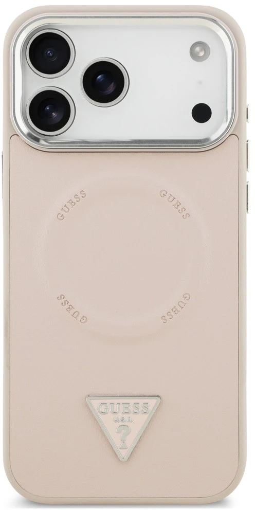Dėklas Guess Triangle Logo MagSafe, skirtas iPhone 18 Pro Max / 17 Pro Max, rožinis