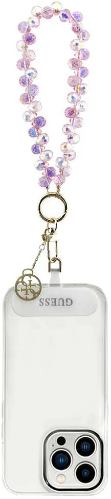 Guess Universalus riešo dirželis Crystals 4G Charm rožinės spalvos