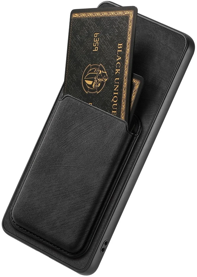 Dėklas Hurtel Samsung Galaxy S26 Case with Detachable Card Holder, MagSafe Compatible, Synthetic Leather – juodos spalvos