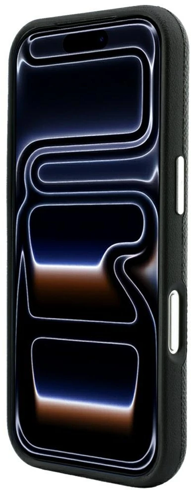 Karl Lagerfeld dėklas IPHONE 18 Pro Max/17 Pro Max suderinamas su MagSafe (grūdintas reljefinis žiedas ir Kameo logotipas) juodas