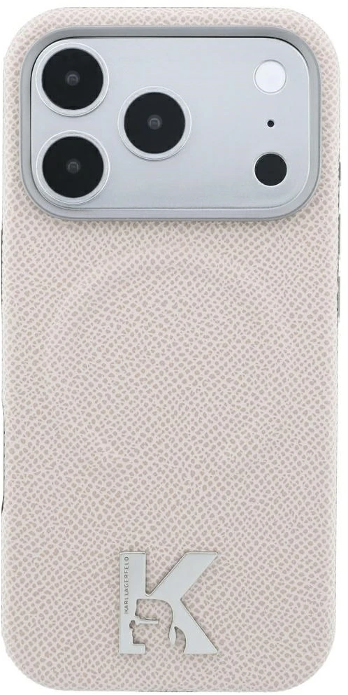 Dėklas Karl Lagerfeld Grained Embossed Ring & Kameo Logo MagSafe Case for iPhone 18 Pro / 17 Pro - rusvai gelsvas
