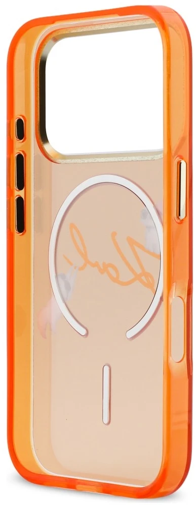 Dėklas Karl Lagerfeld IML Choupettes Karl Script Logo MagSafe Case for iPhone 17 Pro - Oranžinis