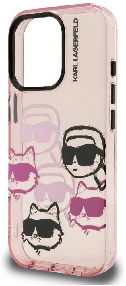 Dėklas Karl Lagerfeld IML Multi K&C Head Pattern skirtas Apple iPhone 16 Pro rožinės spalvos