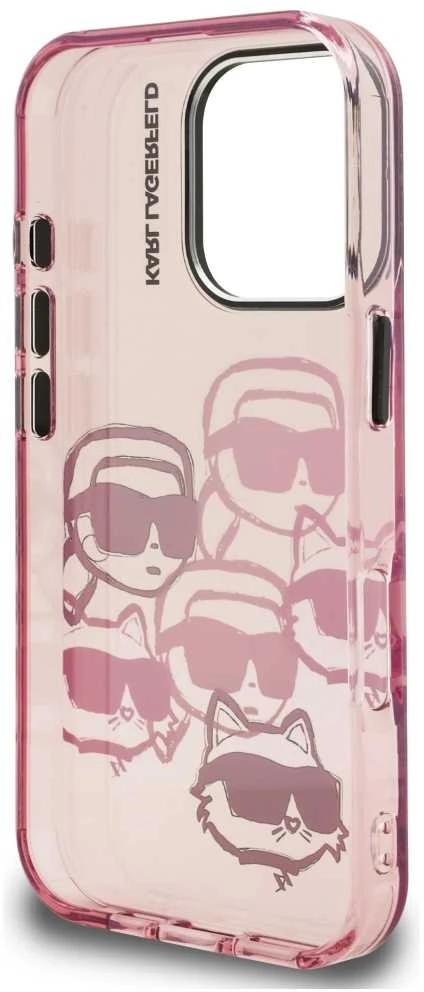 Dėklas Karl Lagerfeld IML Multi K&C Head Pattern skirtas Apple iPhone 16 Pro rožinės spalvos