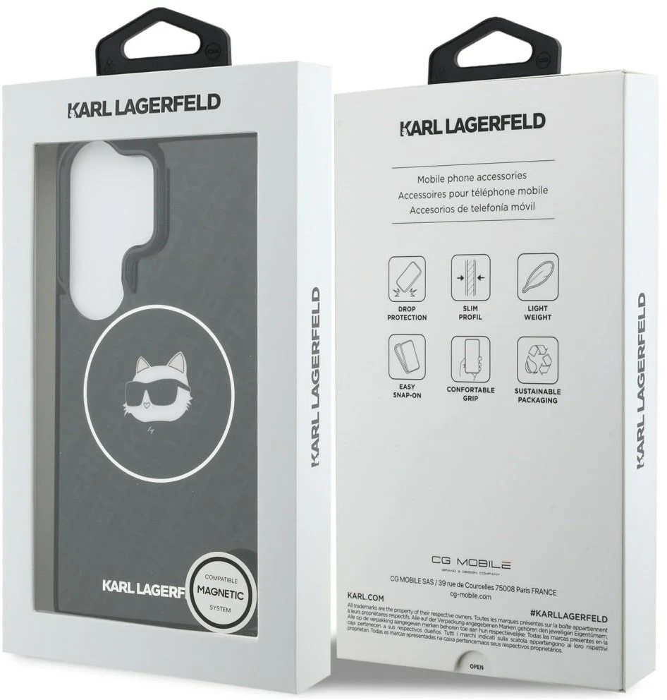 Dėklas Karl Lagerfeld IML Repeated Choupette MagSafe for Samsung Galaxy S26 Ultra juodos spalvos