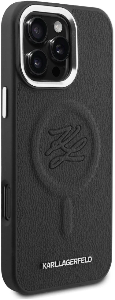 Dėklas Karl Lagerfeld Initial & Metal Logo MagSafe Apple iPhone 16 Pro Max juodos spalvos