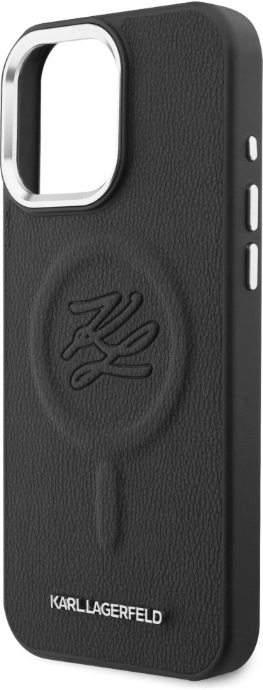 Dėklas Karl Lagerfeld Initial & Metal Logo MagSafe Apple iPhone 16 Pro Max juodos spalvos