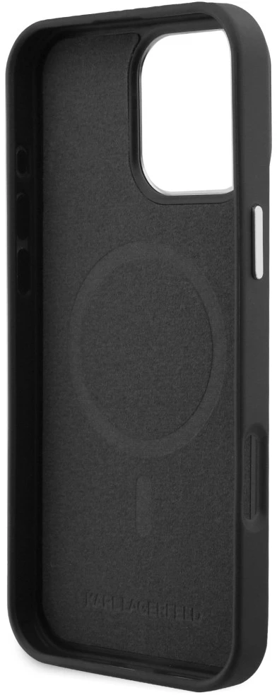 Dėklas Karl Lagerfeld Initial & Metal Logo MagSafe Apple iPhone 16 Pro Max juodos spalvos