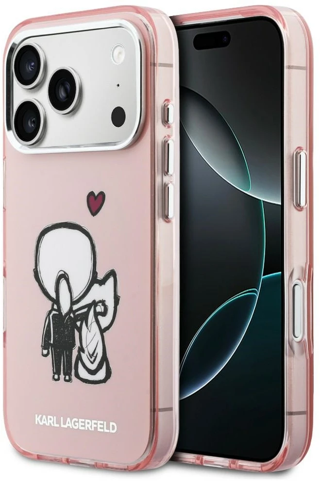 Dėklas Karl Lagerfeld Karl & Choupette Back MagSafe Case for iPhone 17 Pro - Rožinė