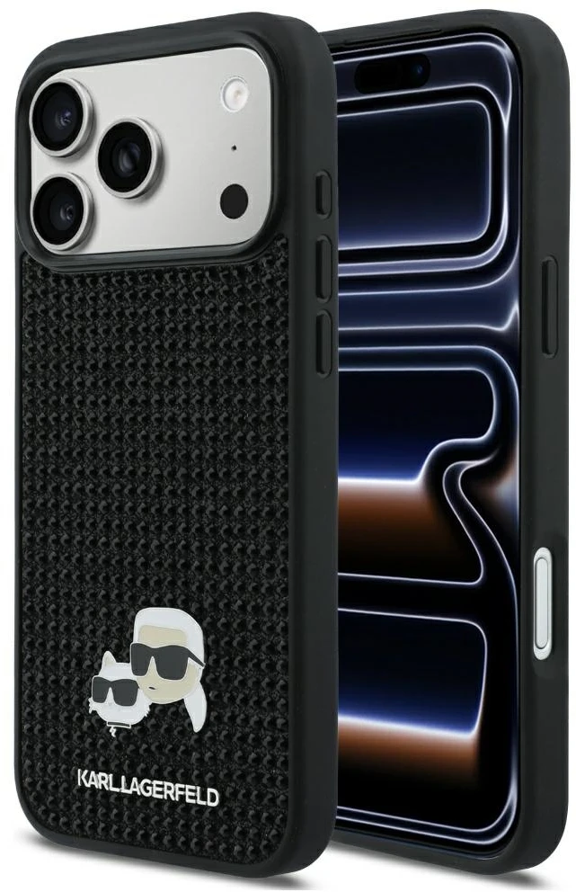 Karl Lagerfeld dėklas, skirtas IPHONE 17 Pro Max KLHCP17X6PRKCLK (Rhinestone W/ K&C PIN) juodas