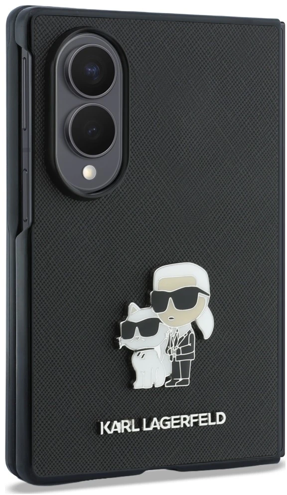 Dėklas Karl Lagerfeld Saffiano Karl&Choupette Pin for Samsung Galaxy Z Fold8 juodos spalvos