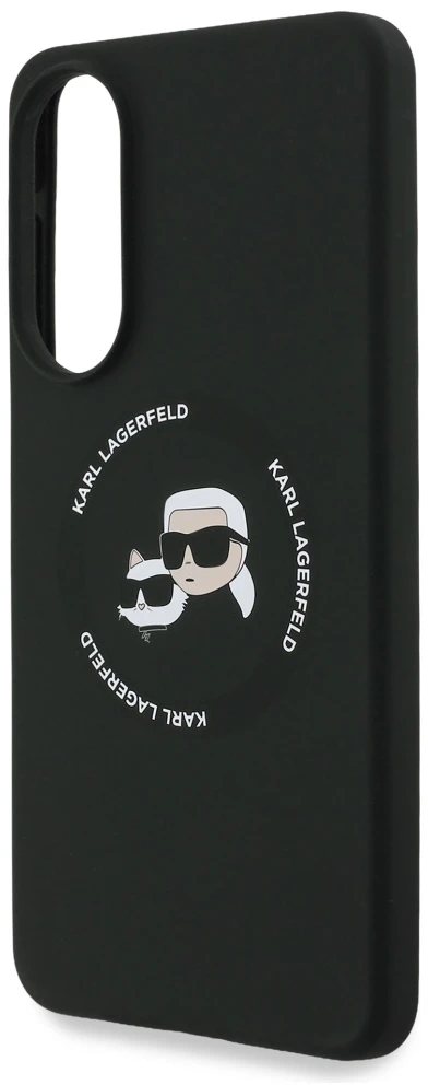 Dėklas Karl Lagerfeld Silicone Double Heads And Circle MagSafe Samsung Galaxy S25 Edge juodos spalvos