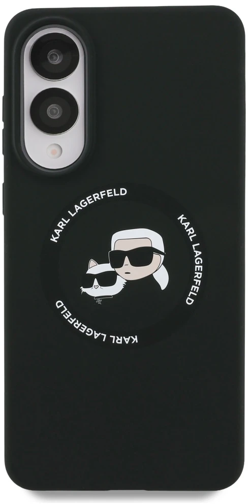 Dėklas Karl Lagerfeld Silicone Double Heads And Circle MagSafe Samsung Galaxy S25 Edge juodos spalvos
