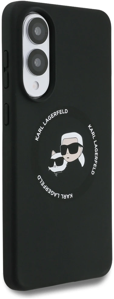 Dėklas Karl Lagerfeld Silicone Double Heads And Circle MagSafe Samsung Galaxy S25 Edge juodos spalvos