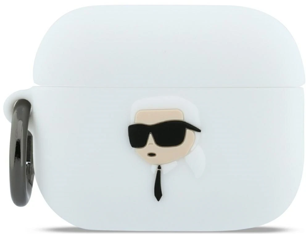 Karl Lagerfeld silikoninis Karl Head 3D dėklas AirPods Pro 3 ausinėms - Baltas