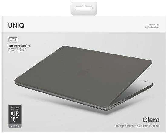 UNIQ dėklas Claro MacBook Air 15″ M2/M3 skaidrus pilkos spalvos/smoke matte pilkos spalvos
