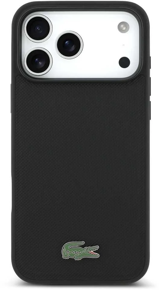 Dėklas Lacoste Iconic Petit Pique MagSafe Case + Wallet for Apple iPhone 17 Pro Max juodos spalvos