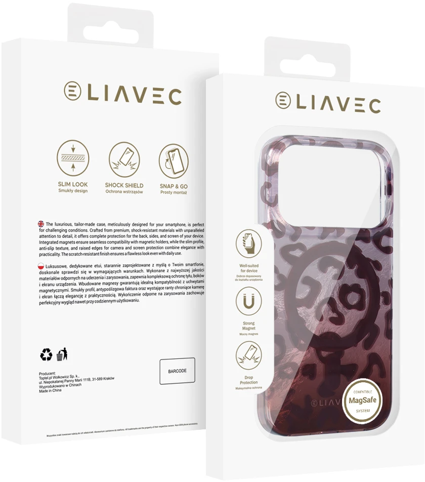 Liavec Blush dėklas, skirtas Iphone 18 Pro/17 Pro, 1 raštas