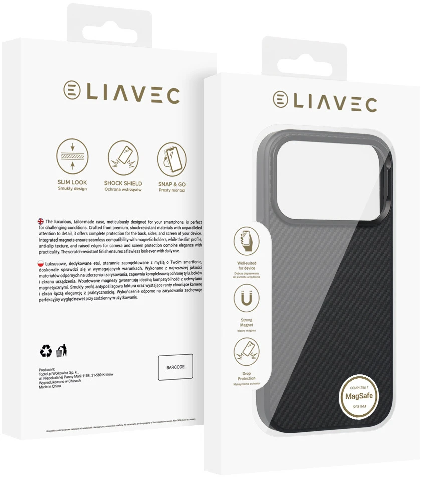Dėklas Liavec Carbon Core Case do Iphone 18 Pro/17 Pro
