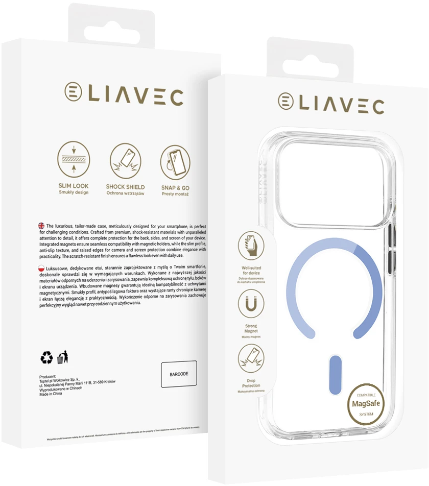 Dėklas Liavec Pure Case with camera control button do Iphone 18 Pro/17 Pro Šviesiai mėlynas