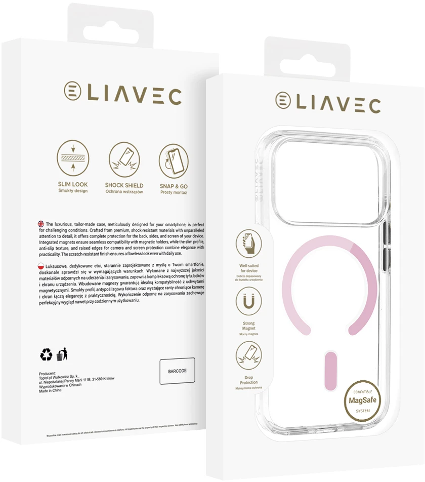 Dėklas Liavec Pure Case with camera control button do Iphone 18 Pro/17 Pro rožinė