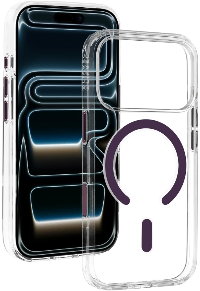 Liavec Pure dėklas su kameros valdymo mygtuku, skirtas iPhone 18 Pro/17 Pro, violetinis