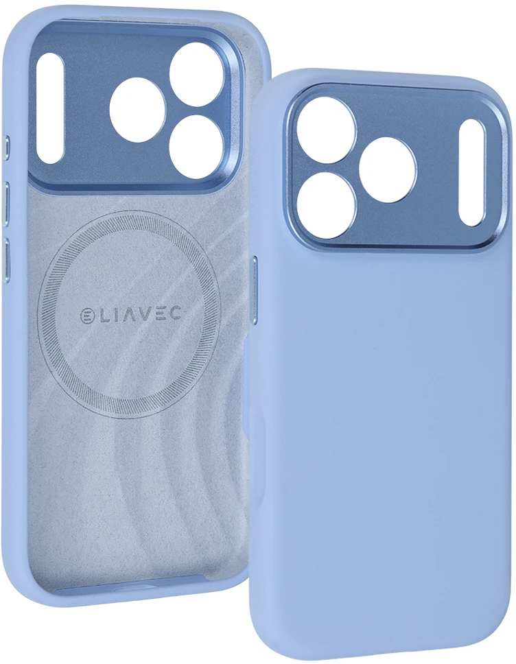 Dėklas Liavec Silk Shield Case with Metal Camera Frame do Iphone 18 Pro Max/17 Pro Max Šviesiai mėlynas